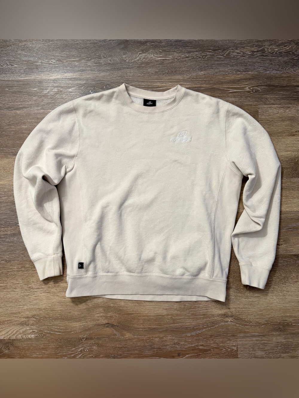 100 Thieves Topographic Contour Map Fleece Crewneck Sweatshirt Medium